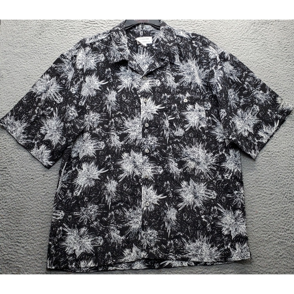 Esquire Uomo Forman Mills Dress Shirt Men XL Multi Floral Short Sleeve Button-Up